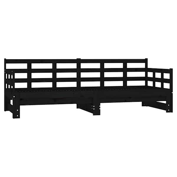 vidaXL v&auml;ljat&otilde;mmatav p&auml;evavoodi, must, m&auml;nnipuit, 2 x (90-190) cm