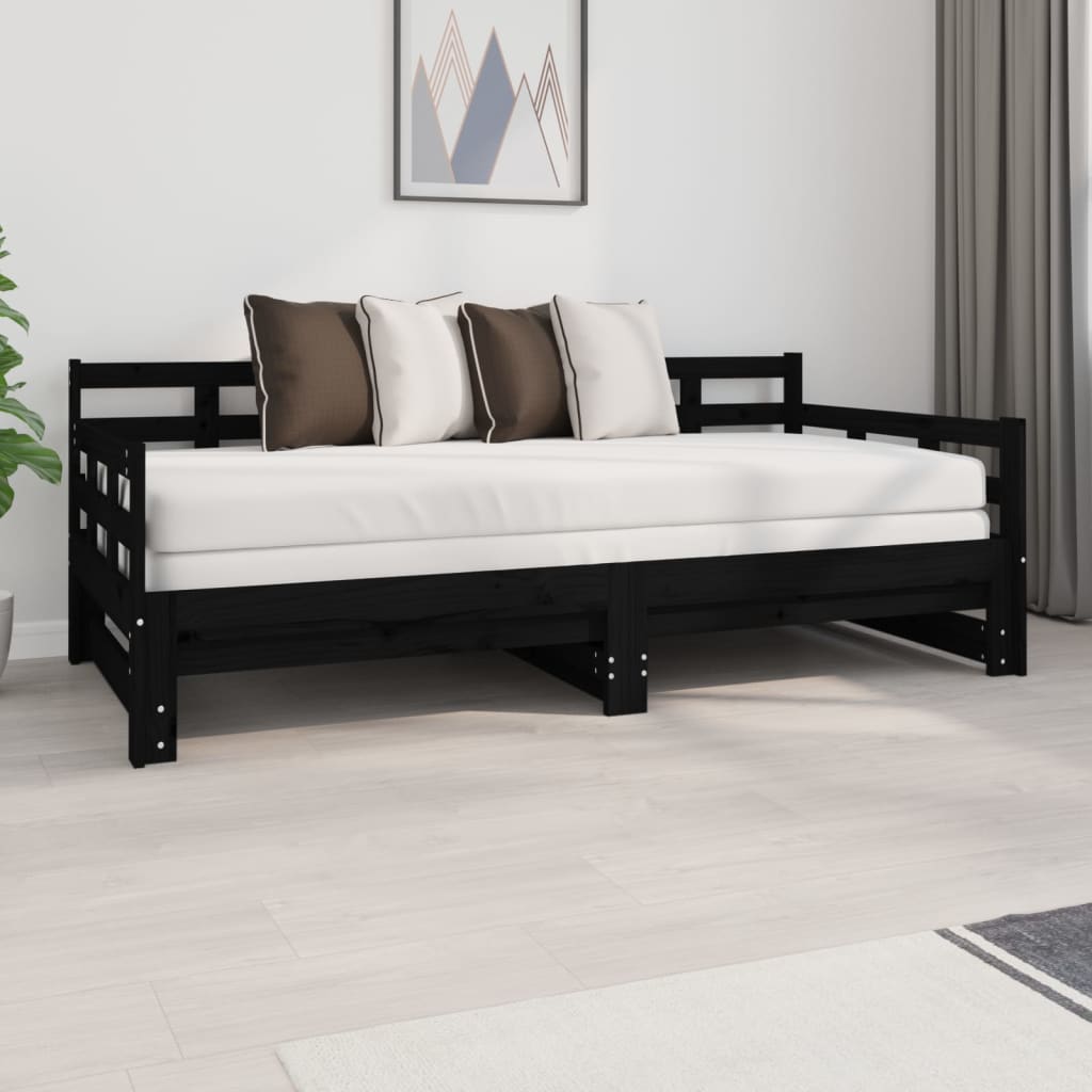 vidaXL ��ko rozsuwane, czarne, lite drewno sosnowe, 2x(90x190) cm