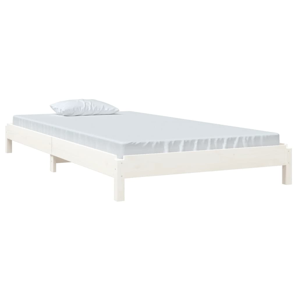 vidaXL Bed stapelbaar 100x200 cm massief grenenhout wit