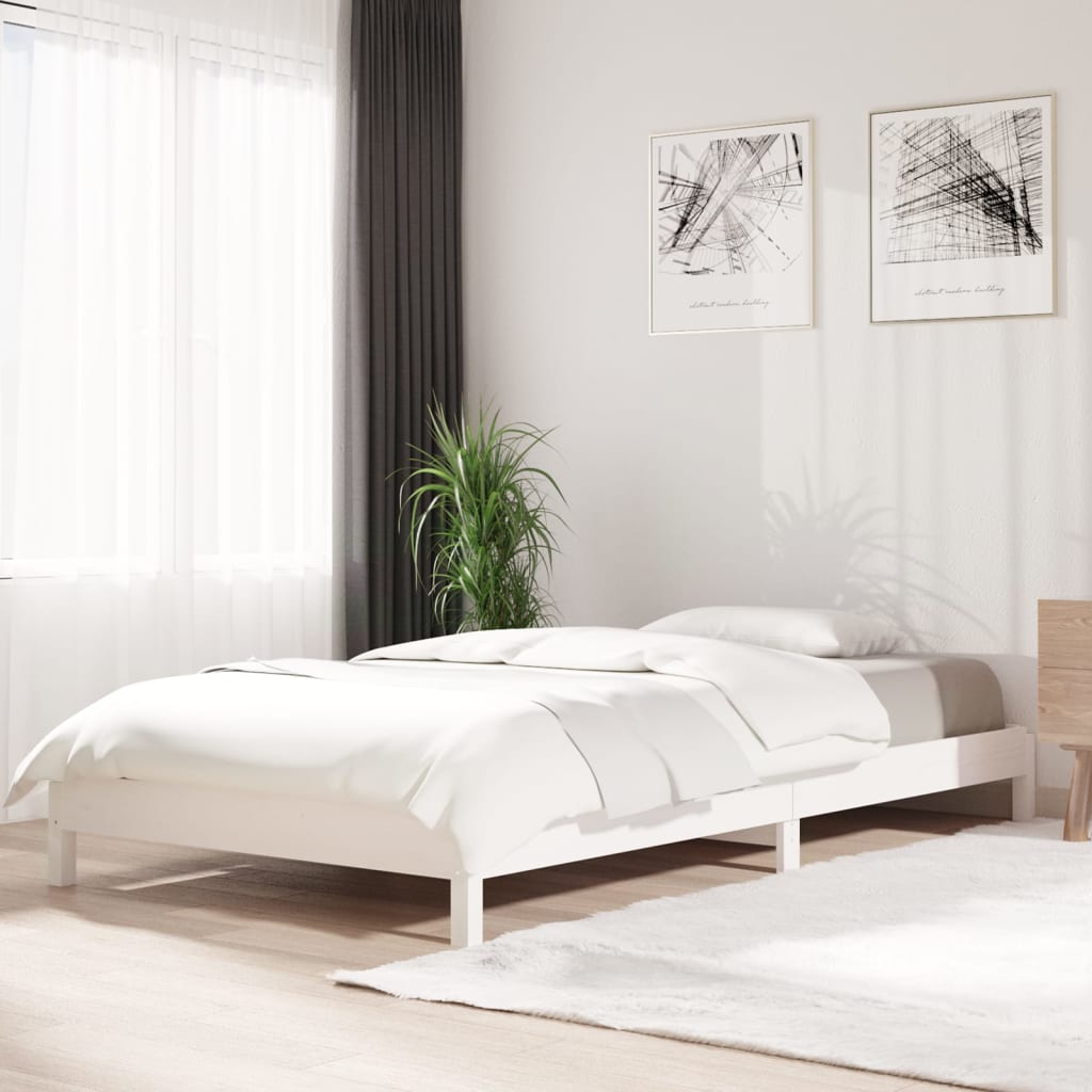 vidaXL ��ko sztaplowane, bia�e, 100x200 cm, lite drewno sosnowe