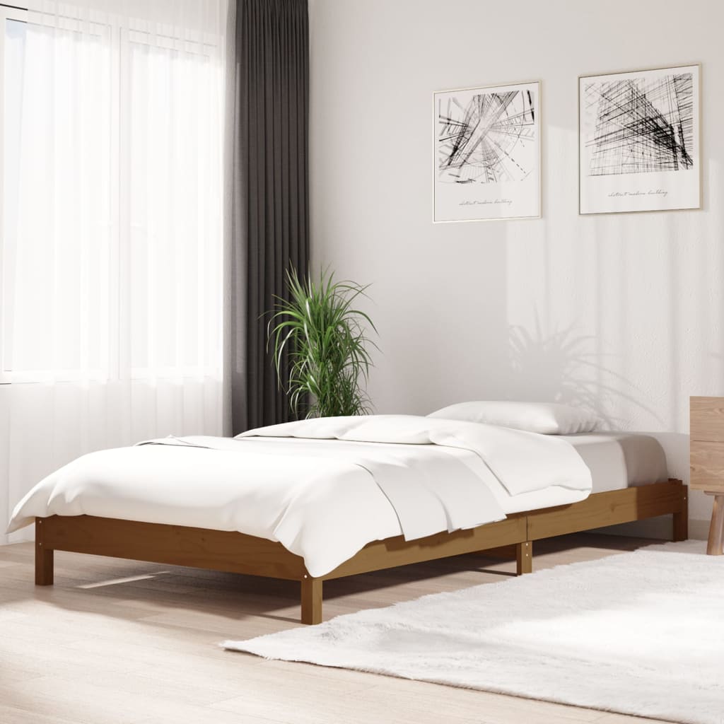 Stohovatelná postel medově hnědá 100 x 200 cm masivní borovice