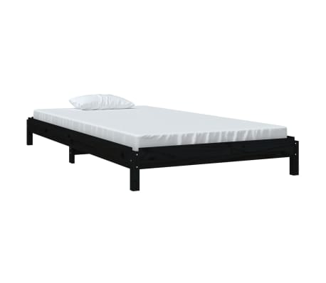 vidaXL Stableseng svart 100x200 cm heltre furu