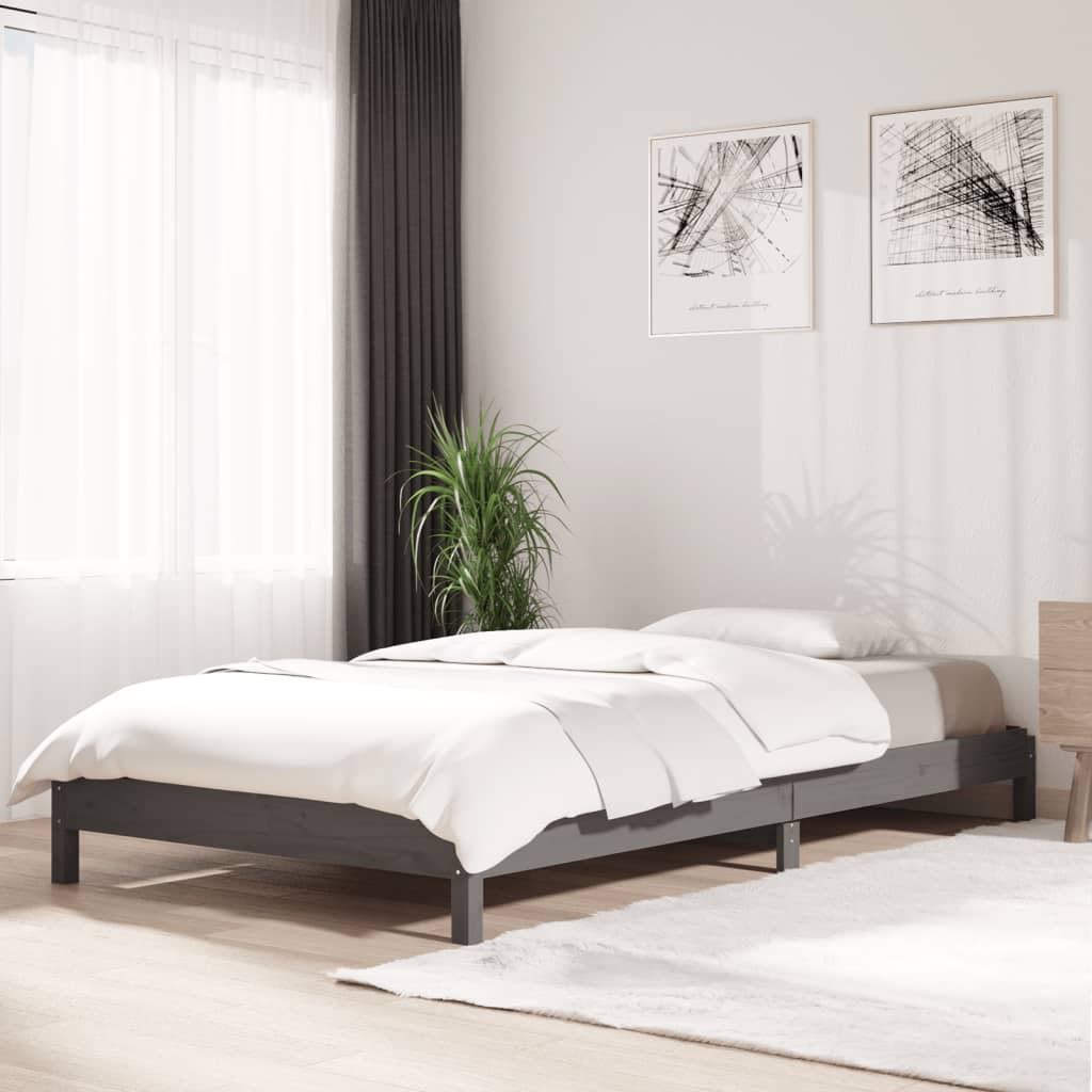 vida XL Stapelbett Grau 90x 200 cm Massivholz Kiefer
