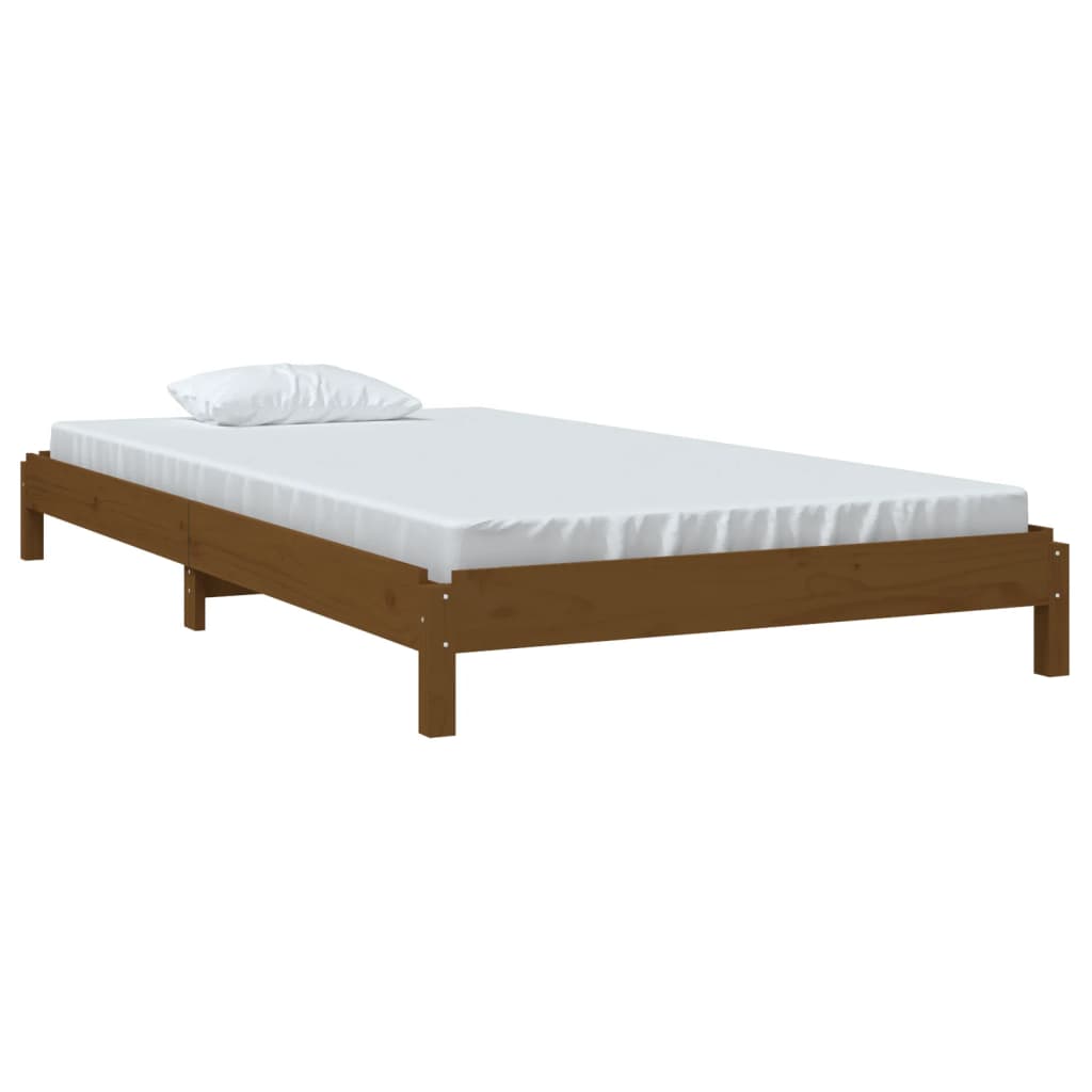 vidaXL Bed stapelbaar 90x200 cm massief grenenhout honingbruin