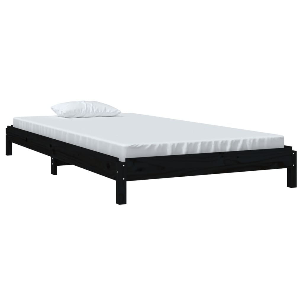 vidaXL Bed stapelbaar 80x200 cm massief grenenhout zwart