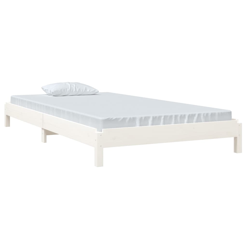 vidaXL Bed stapelbaar 90x190 cm massief grenenhout wit