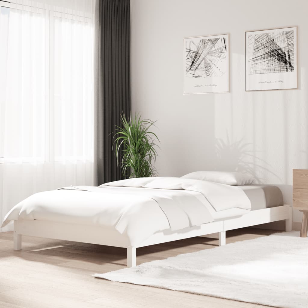 vidaXL ��ko sztaplowane, bia�e, 90x190 cm, lite drewno sosnowe