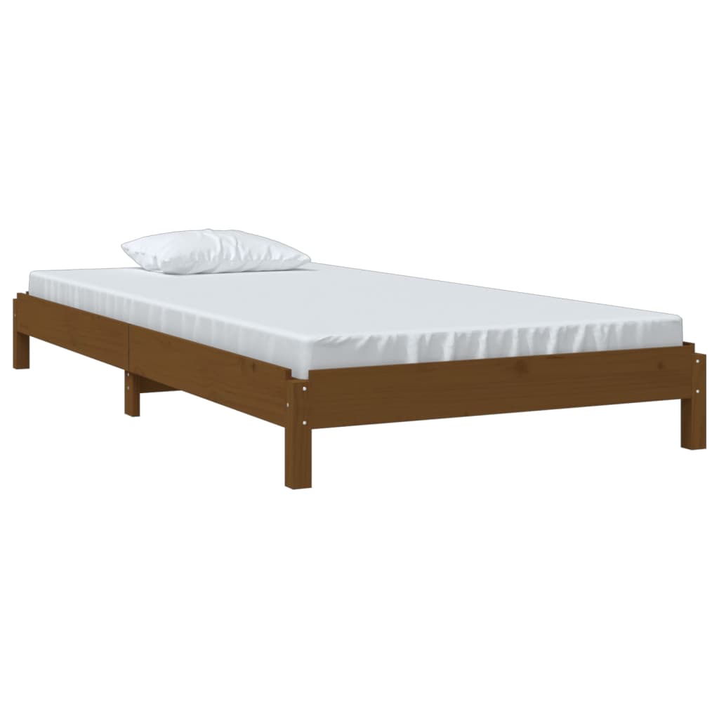 vidaXL Bed stapelbaar 90x190 cm massief grenenhout honingbruin