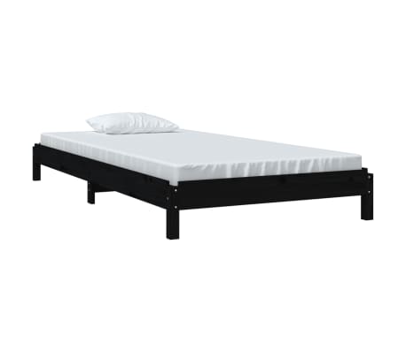 vidaXL Stack Bed without Mattress Black 90x190 cm Single Solid Wood Pine