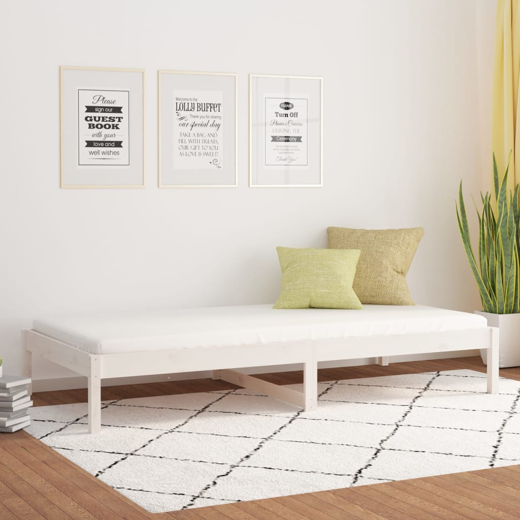 vidaXL Pat de zi, alb, 80×200 cm, lemn masiv de pin