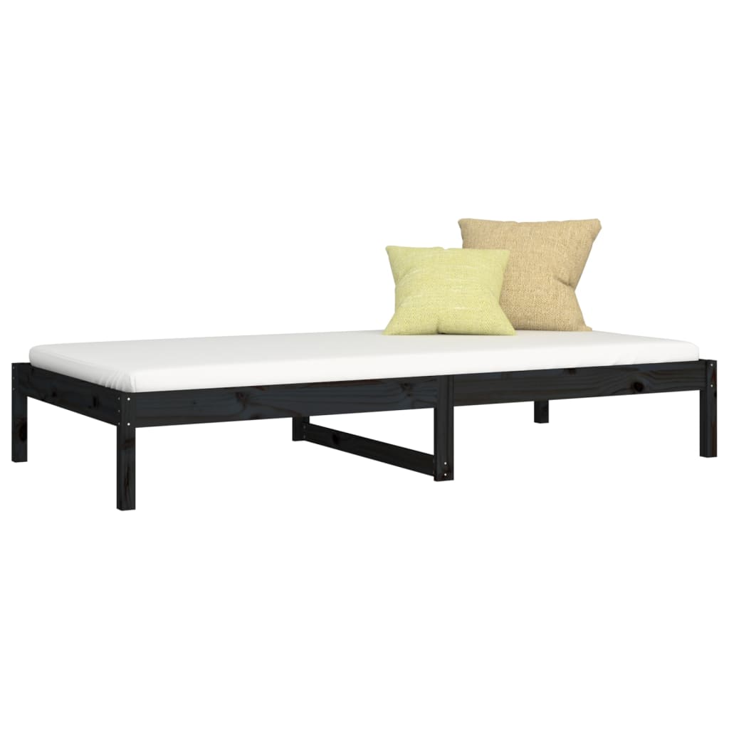 vidaXL Day Bed Black 90x190 cm Single Solid Wood Pine