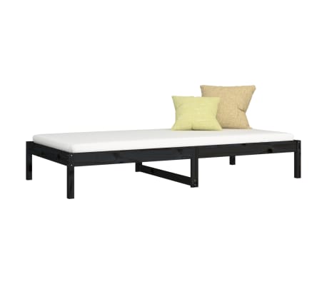 vidaXL Sofá cama de madera maciza de pino negro 90x190 cm