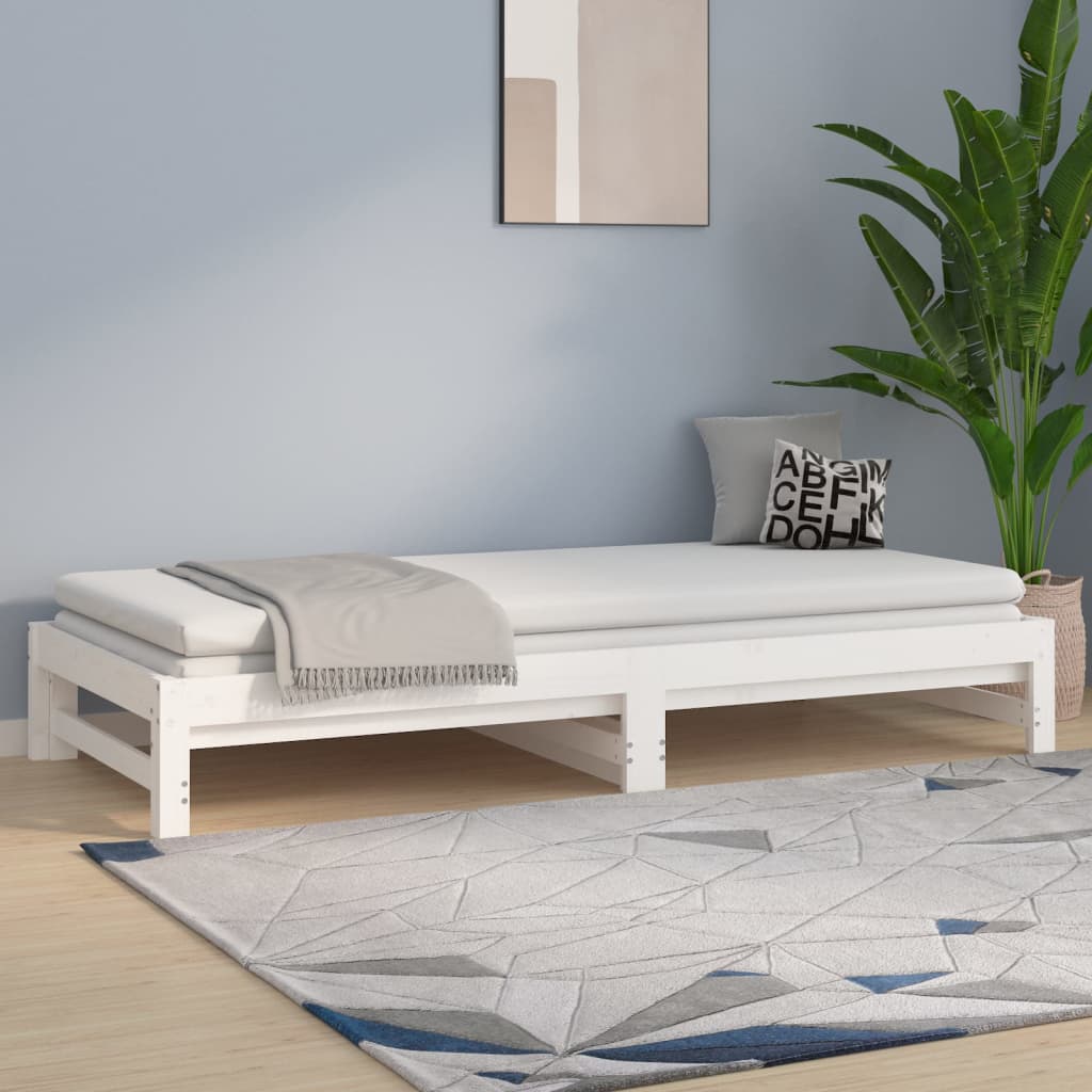  Rozkladacia denná posteľ biela 2x(80x200) cm borovicový masív