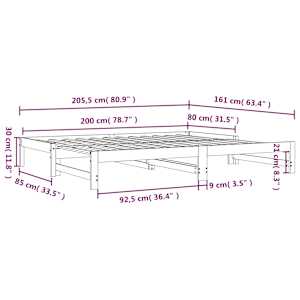 Výsuvná postel bílá 2x (80 x 200) cm masivní borovice - obrázek 14