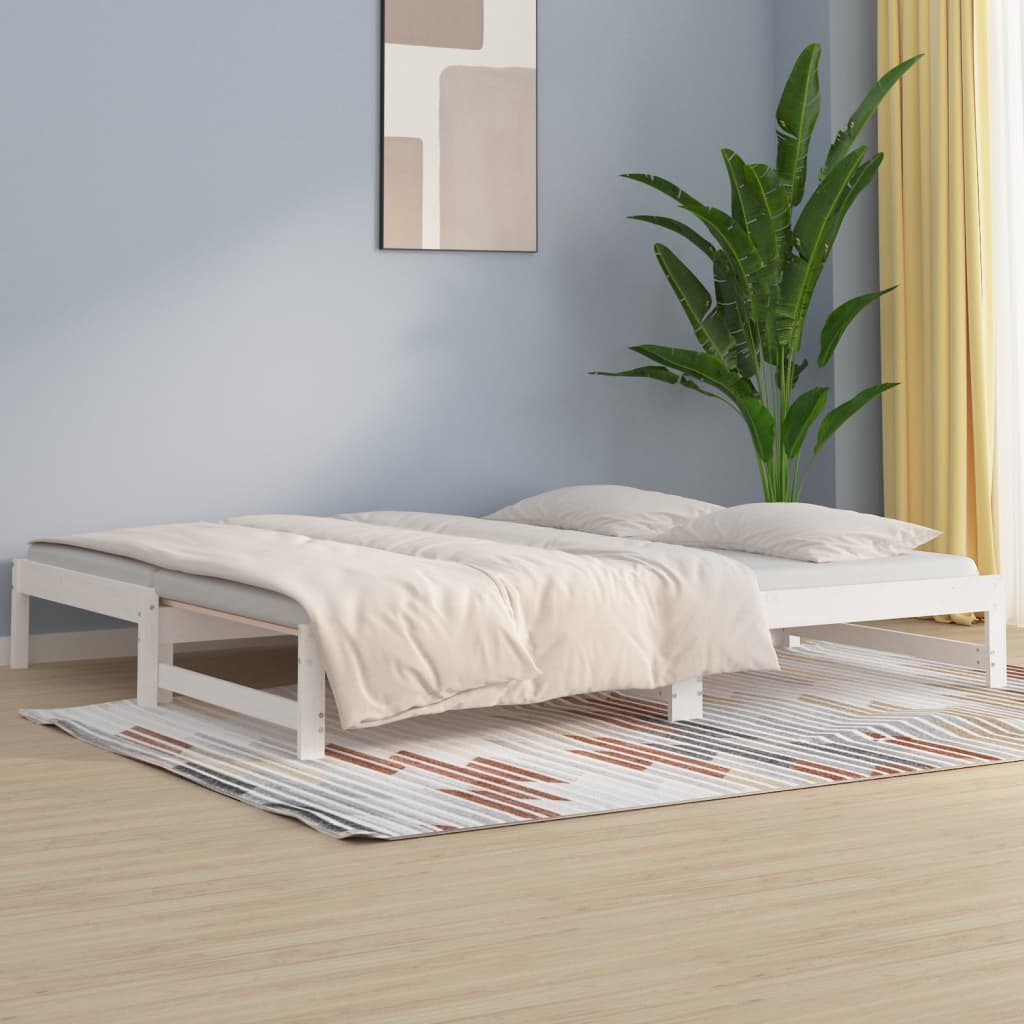  Rozkladacia denná posteľ biela 2x(80x200) cm borovicový masív