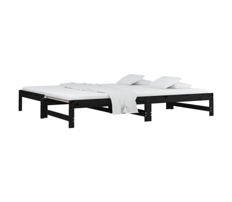 vidaXL Καναπές Κρεβάτι Συρόμενος Μαύρος 2x(80x200) εκ. από Μασίφ Πεύκο