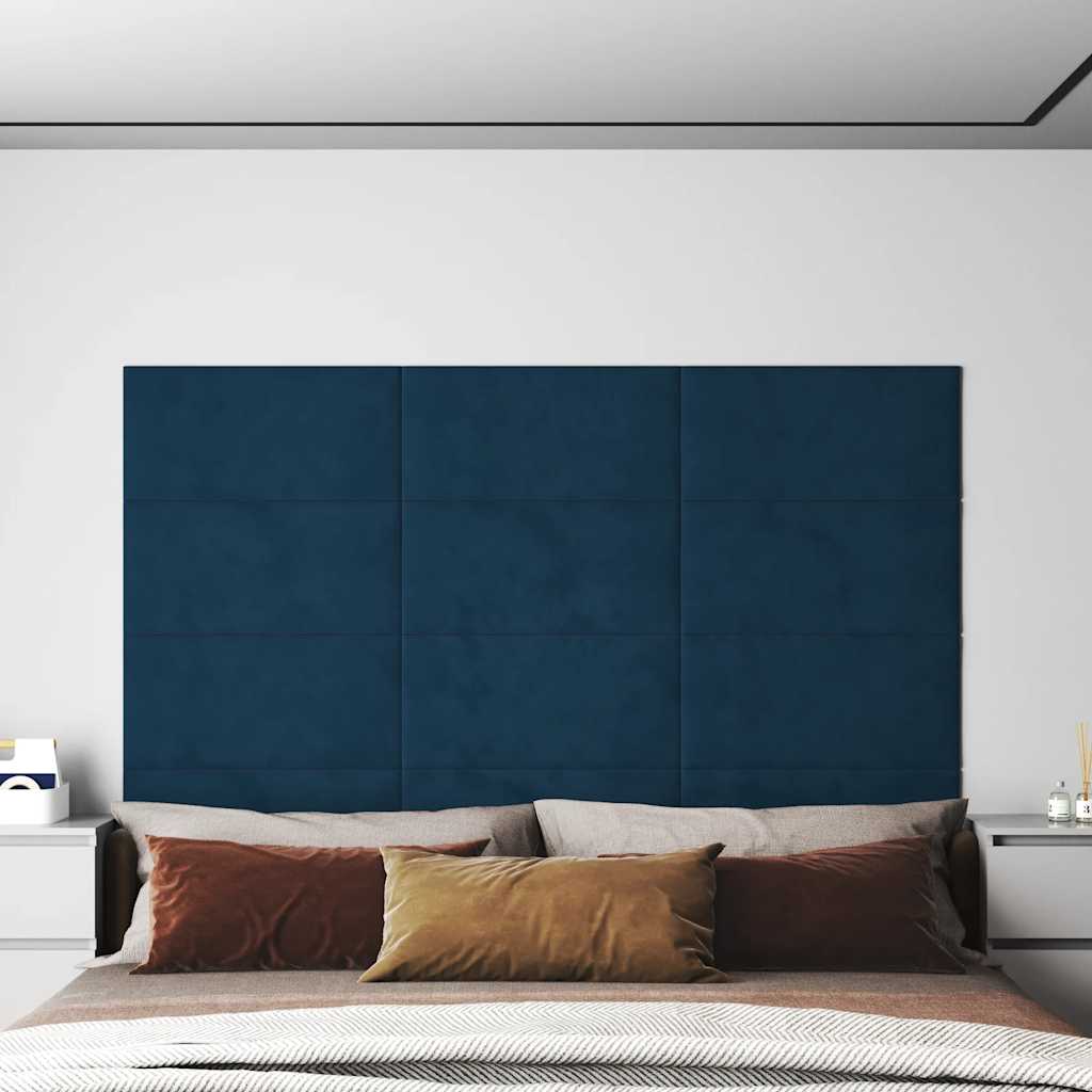 vidaXL Panouri de perete 12 buc. albastru 60x30 cm catifea 2,16 m²