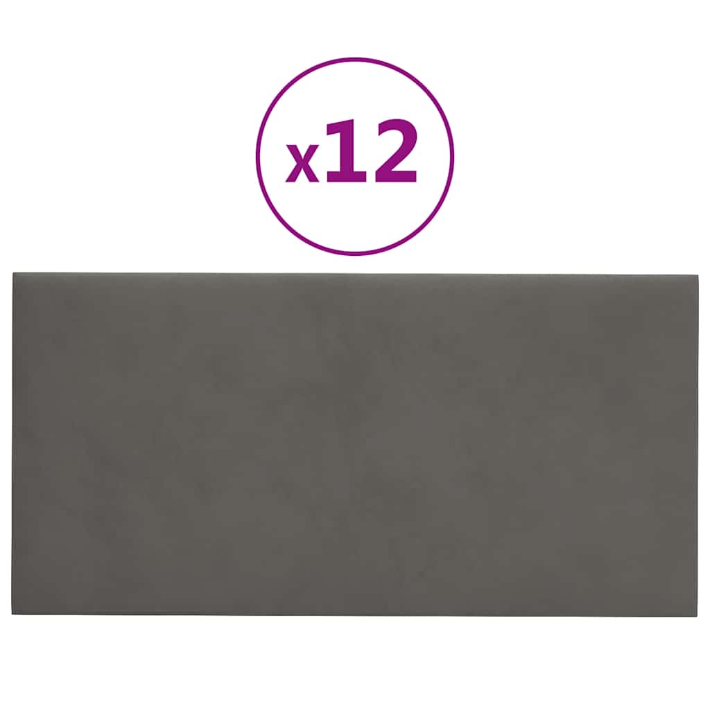 Thumbnail - vidaXL Wandpaneele 12 Stk. Dunkelgrau 60x30 cm Samt 2,16 m²