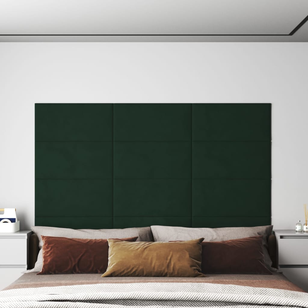 vidaXL Panouri de perete 12 buc. verde închis 60x30 cm catifea 2,16 m²