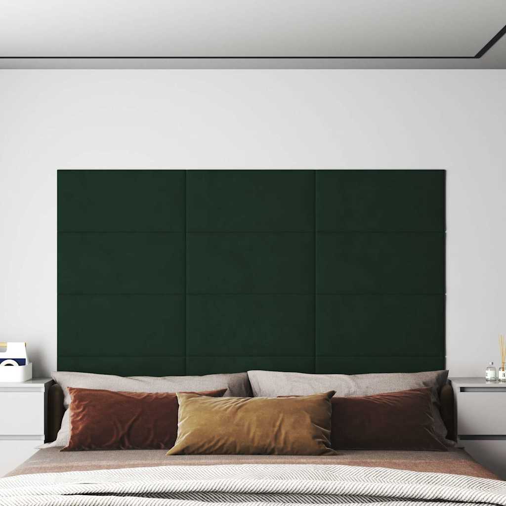 vidaXL Panouri de perete 12 buc. verde închis 60x30 cm catifea 2,16 m²