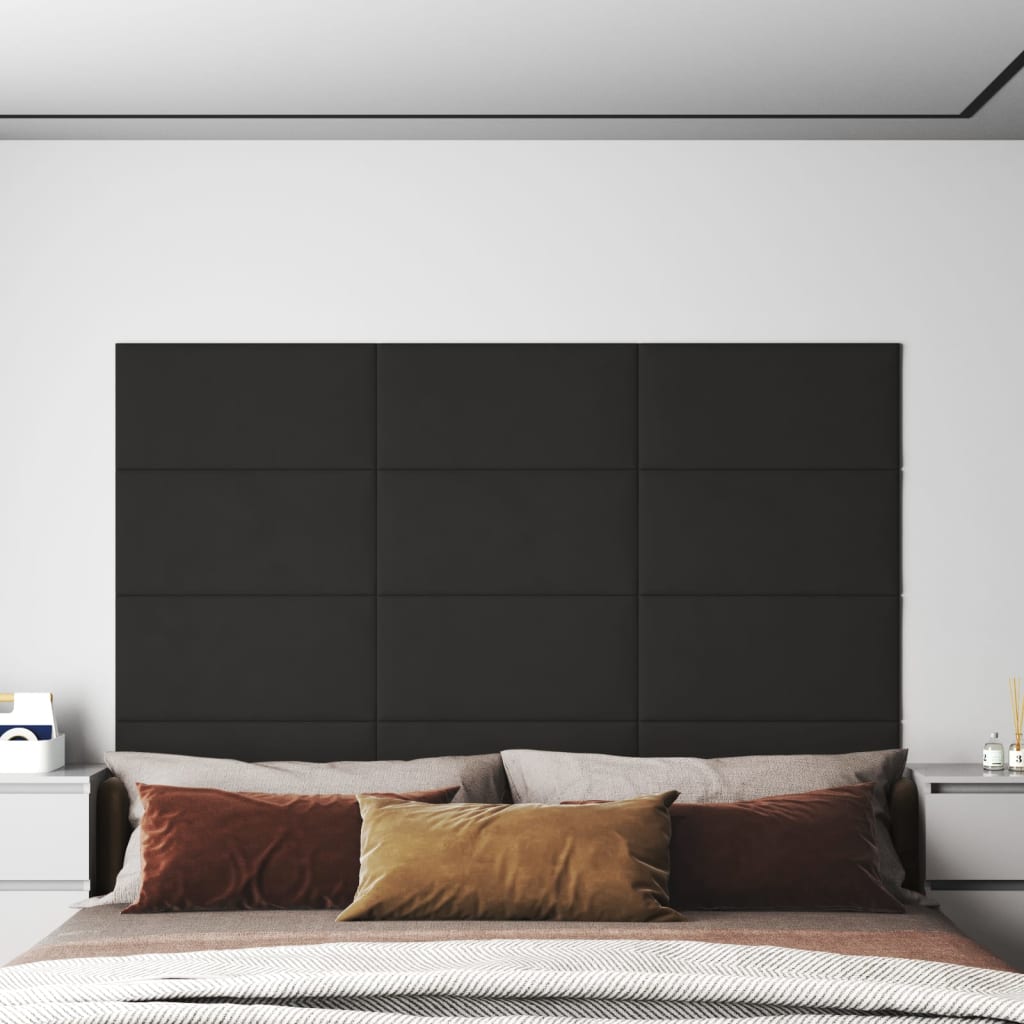 vidaXL Panouri de perete 12 buc. negru 60x30 cm catifea 2,16 m²