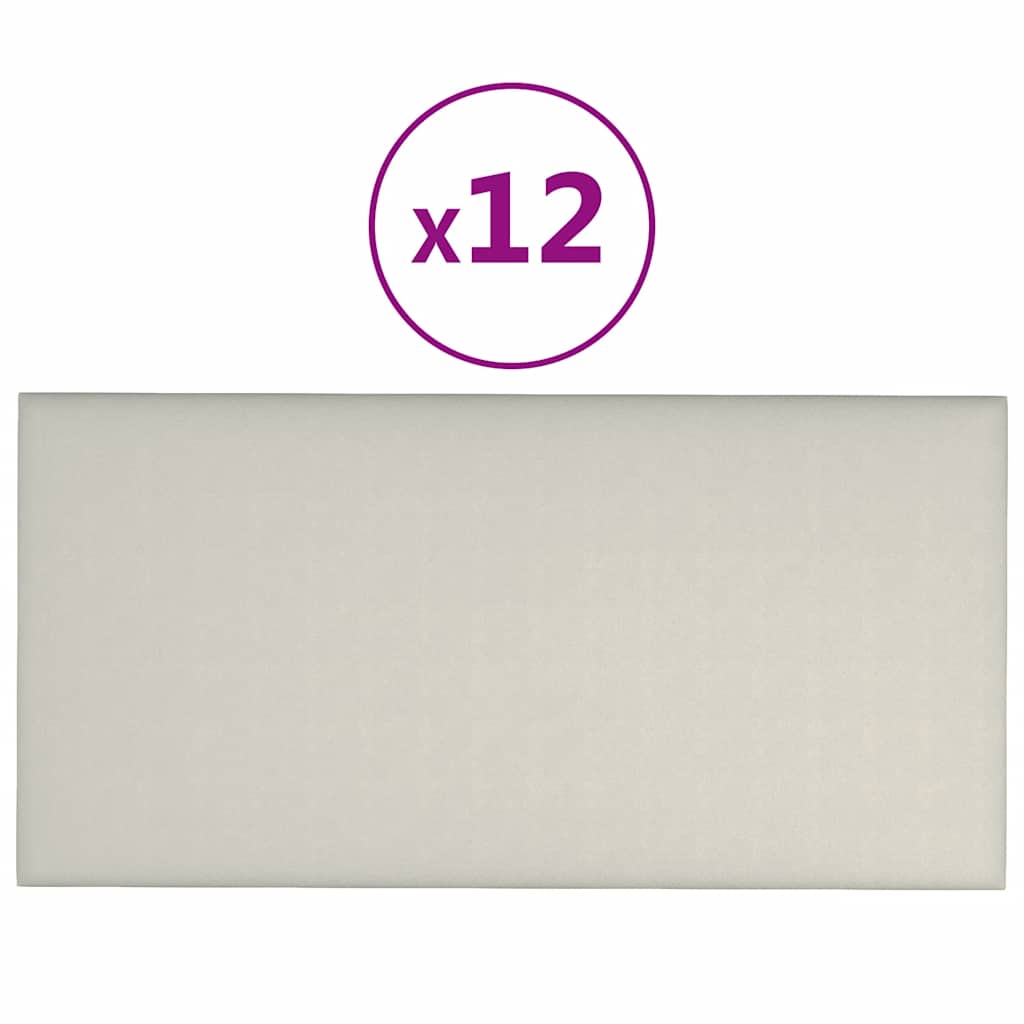 vidaXL Nástěnné panely 12 ks krémové 60 x 30 cm samet 2,16 m²