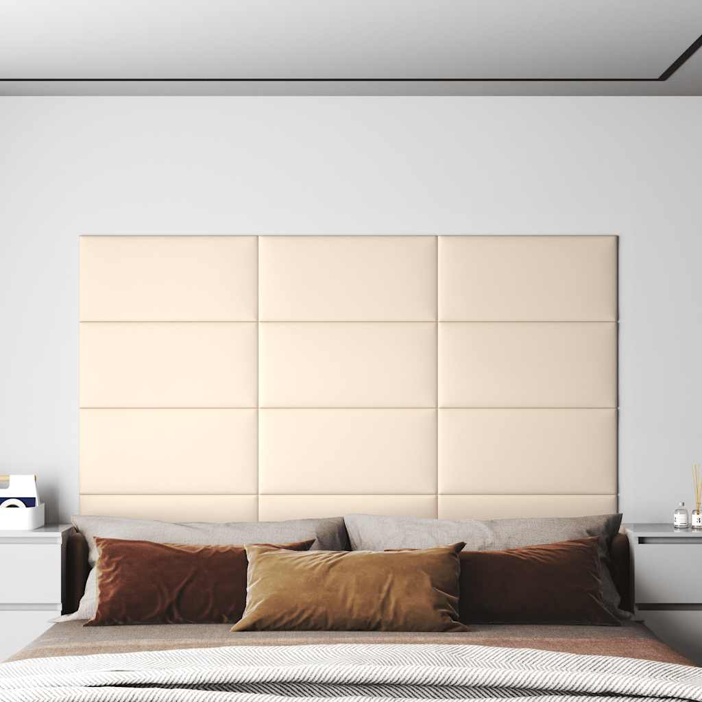 vidaXL Panouri de perete 12 buc. crem 60x30 cm catifea 2,16 m²