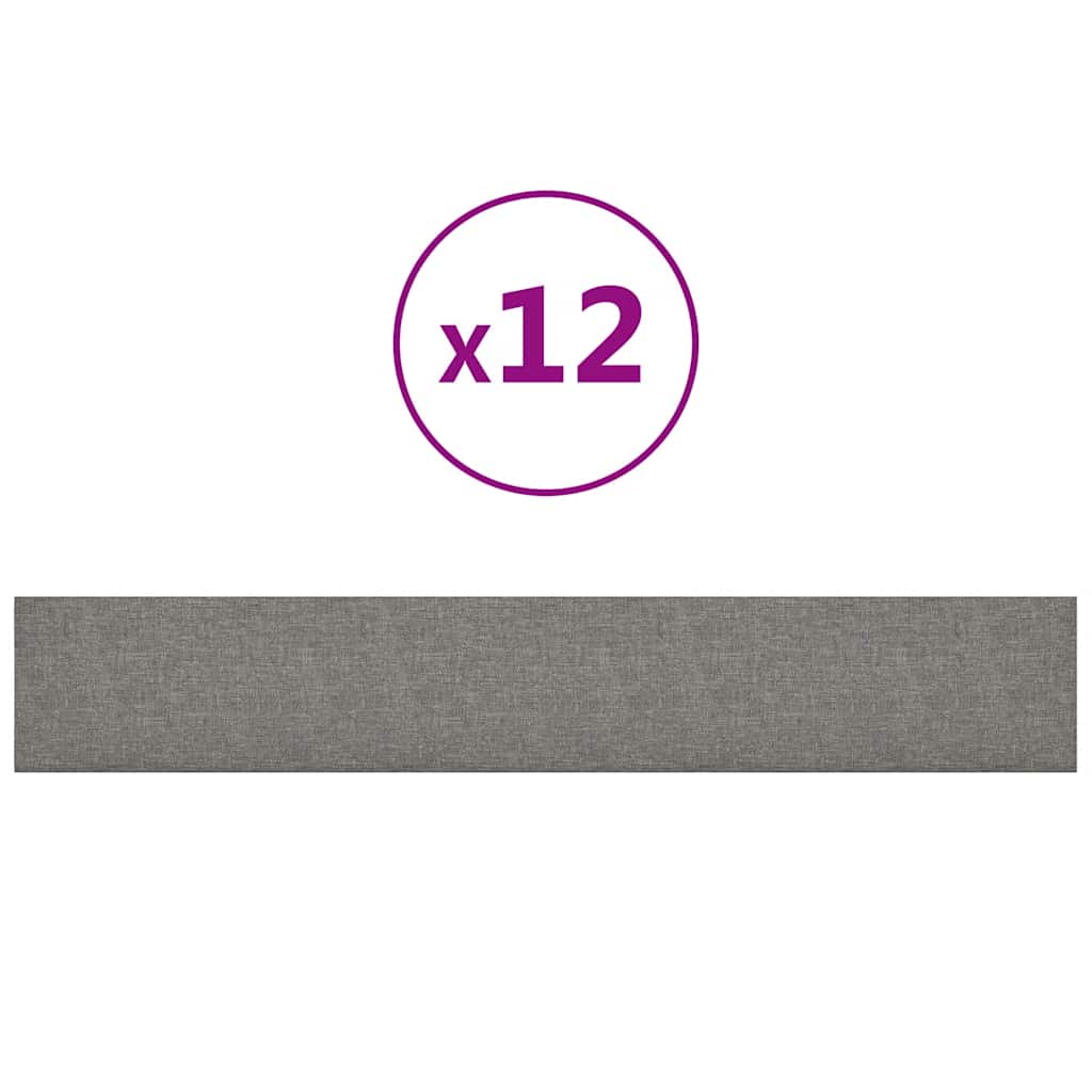 vidaXL Nástěnné panely 12 ks světle šedé 90 x 15 cm textil 1,62 m²