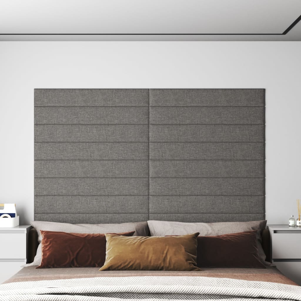 Pannelli Murali 12 pz Grigio Chiaro 90x15 cm Tessuto 1,62 m²