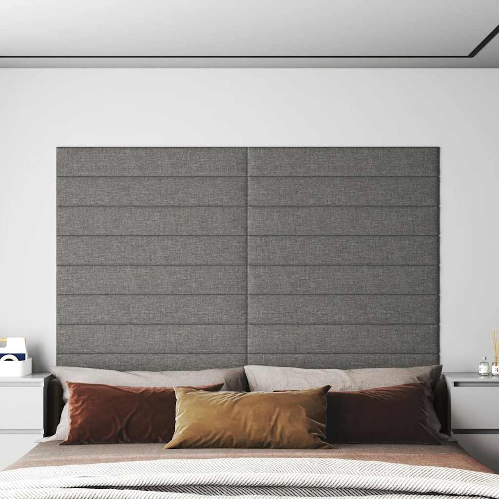 vidaXL Panele cienne, 12 szt., jasnoszare, 90x15 cm, tkanina, 1,62 m2