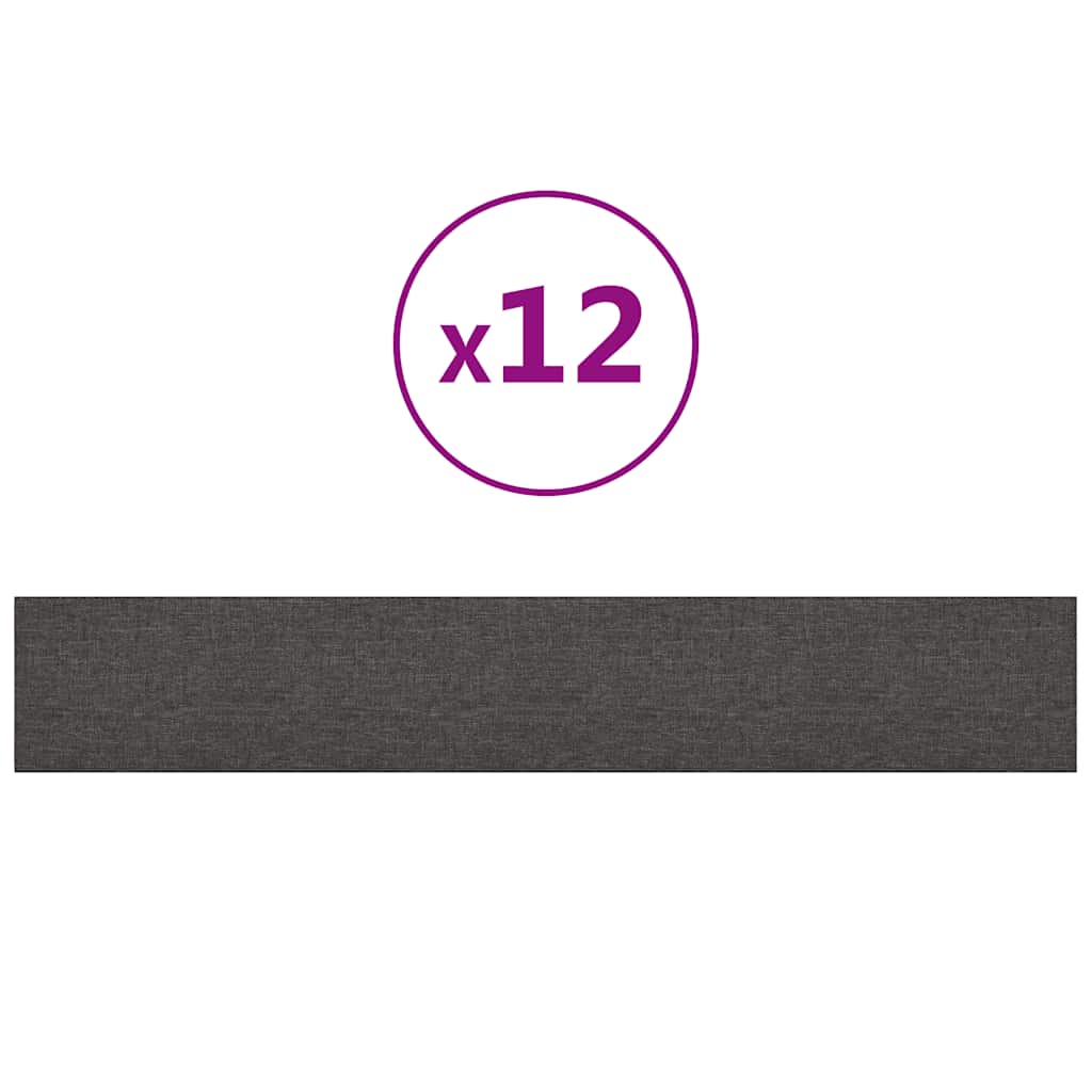 vidaXL Nástěnné panely 12 ks tmavě šedé 90 x 15 cm textil 1,62 m²