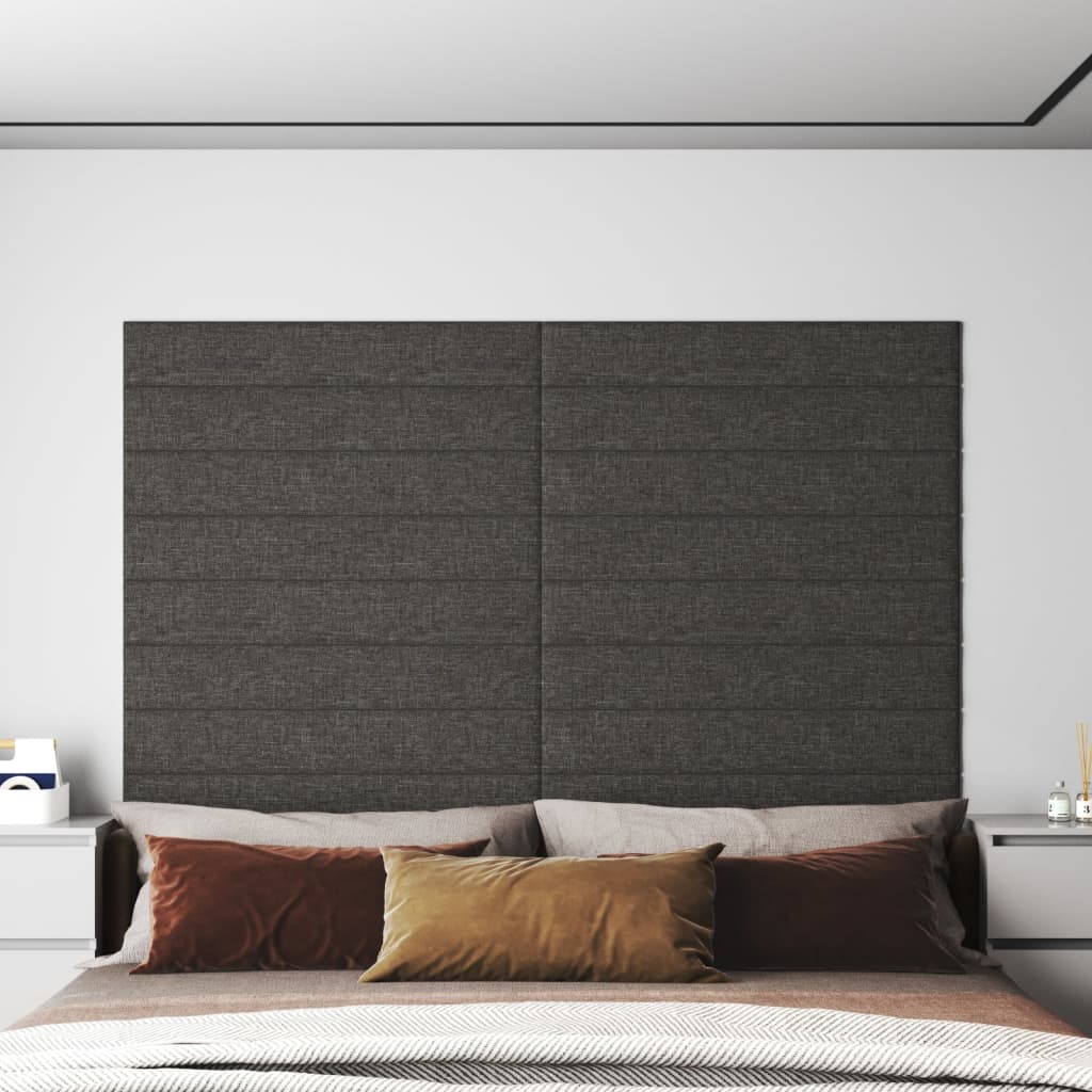 vidaXL Panouri de perete 12 buc. gri închis 90x15 cm textil 1,62 m²