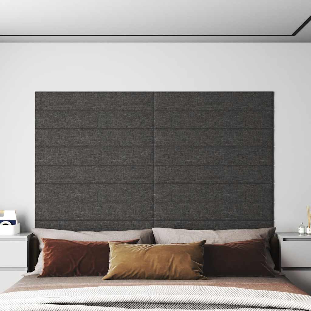 vidaXL Panele cienne, 12 szt, ciemnoszare, 90x15 cm, tkanina, 1,62 m2