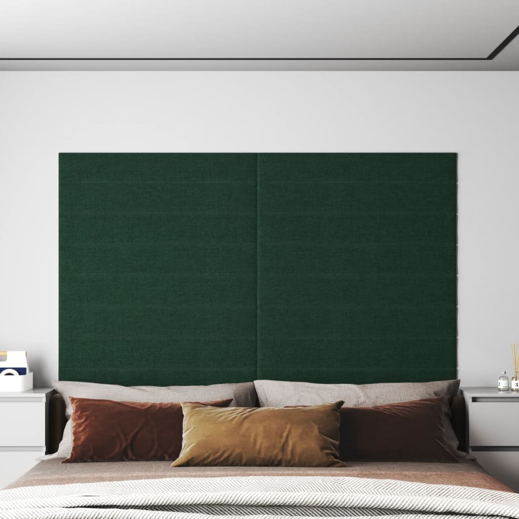vidaXL Panouri de perete 12 buc. verde închis 90x15 cm textil 1,62 m²