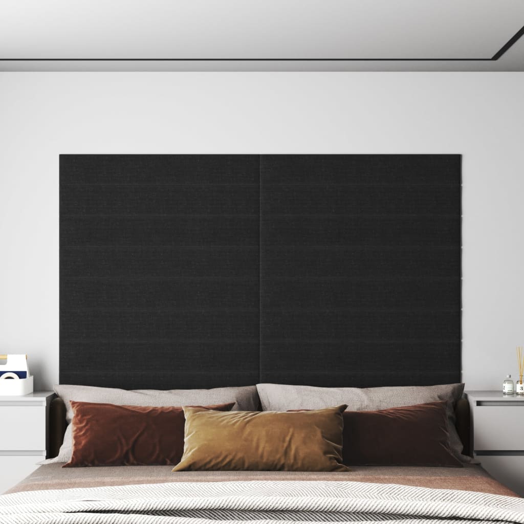 vidaXL Panouri de perete 12 buc. negru 90x15 cm textil 1,62 m²