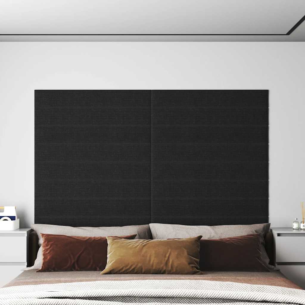 vidaXL Panele cienne, 12 szt., czarne, 90x15 cm, tkanina, 1,62 m2