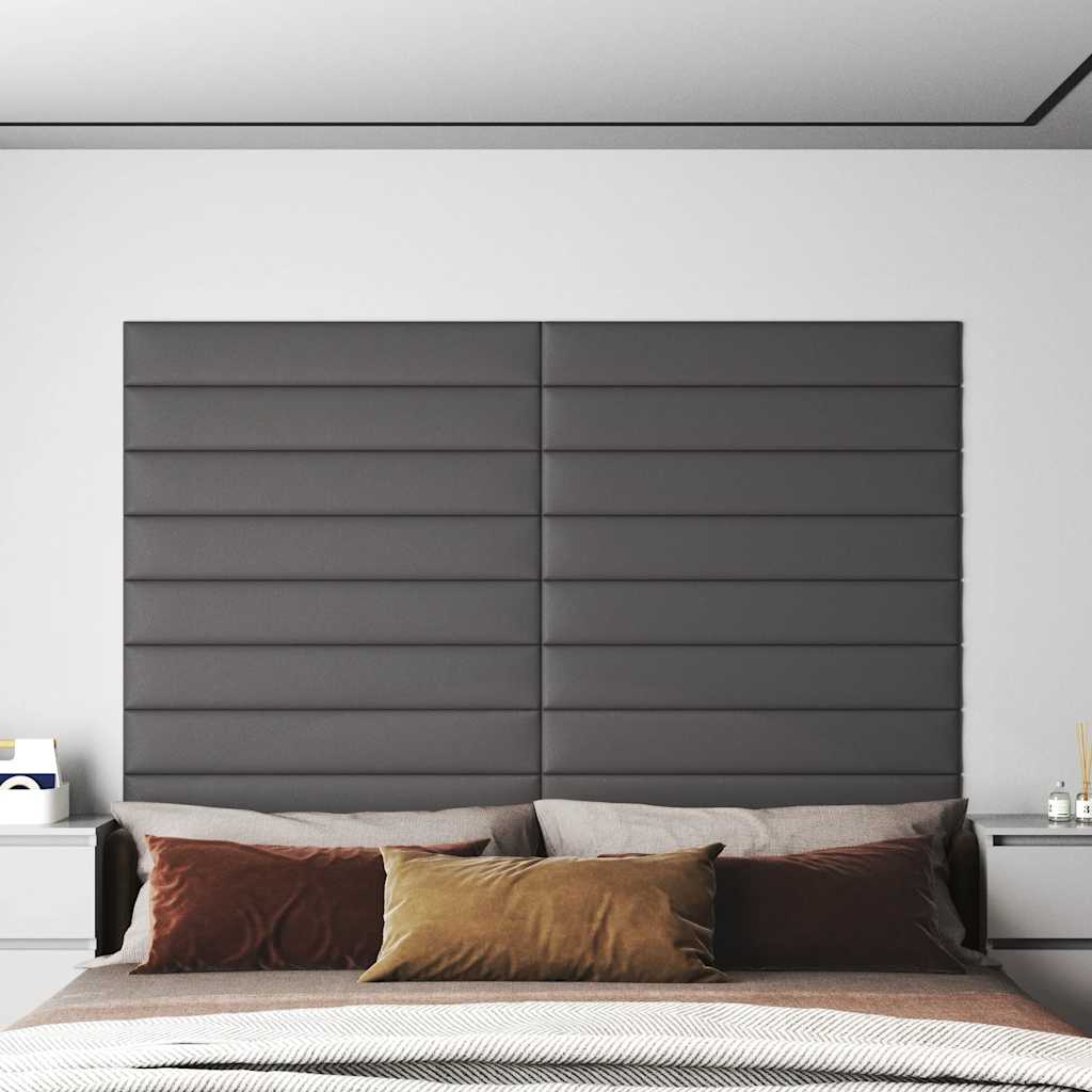 vidaXL Panele cienne, 12 szt., szare, 90x15 cm, sztuczna skra