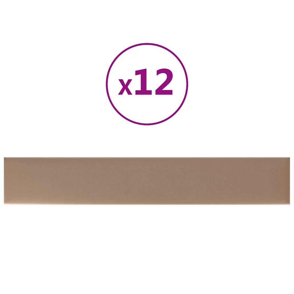 Thumbnail - vidaXL Wandpaneele 12 Stk. Cappuccino-Braun 90x15cm Kunstleder 1,62 m²