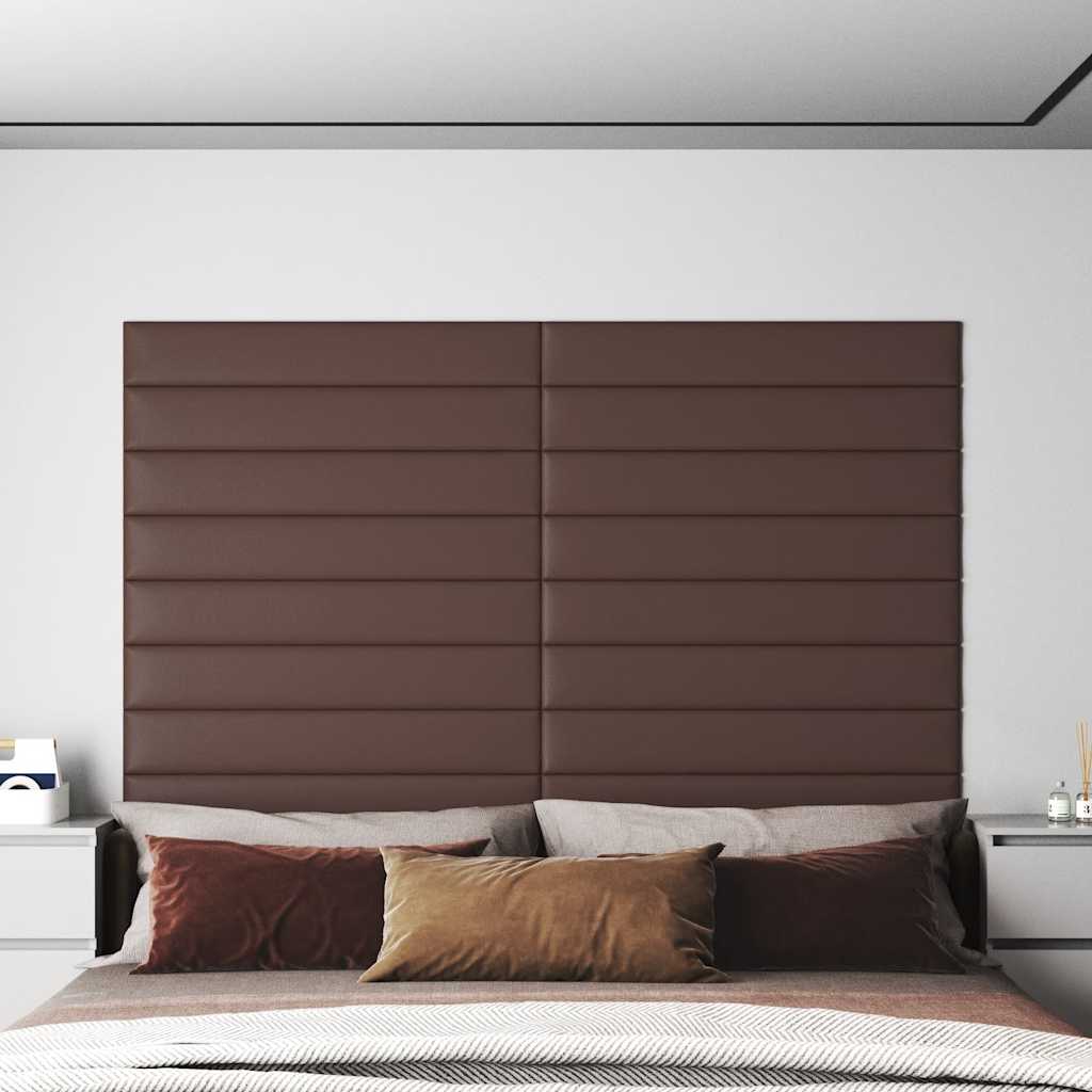 Panneaux muraux 12 pcs Marron 90x15 cm Similicuir 1,62 m²