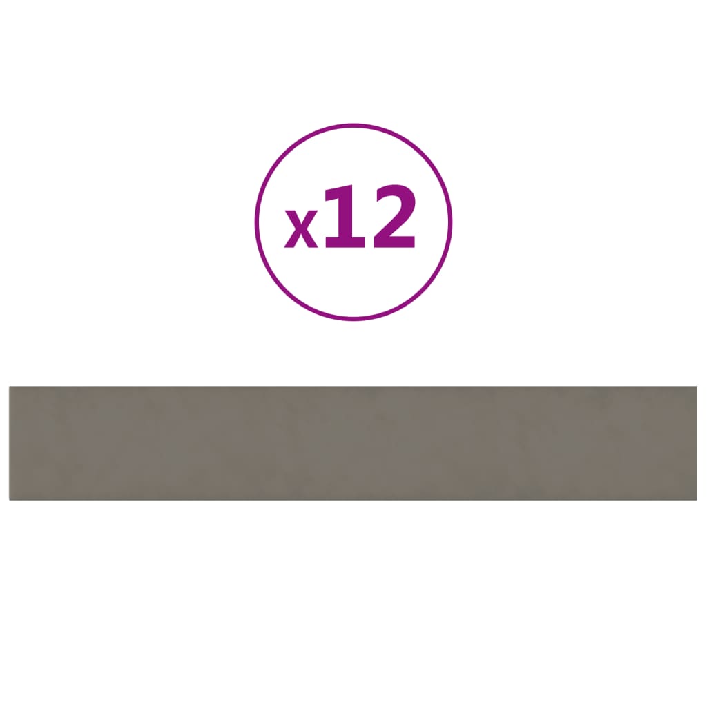 vidaXL NĂˇstÄ›nnĂ© panely 12 ks svÄ›tle ĹˇedĂ© 90 x 15 cm samet 1,62 mÂ˛