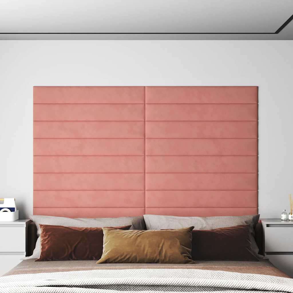 vidaXL Panele cienne, 12 szt., rowe, 90x15 cm, aksamit, 1,62 m2