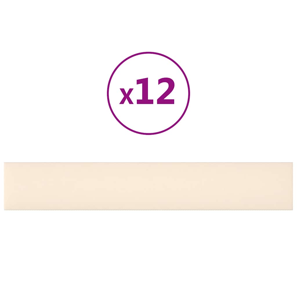 Thumbnail - vidaXL Wandpaneele 12 Stk. Creme 90x15 cm Samt 1,62 m²