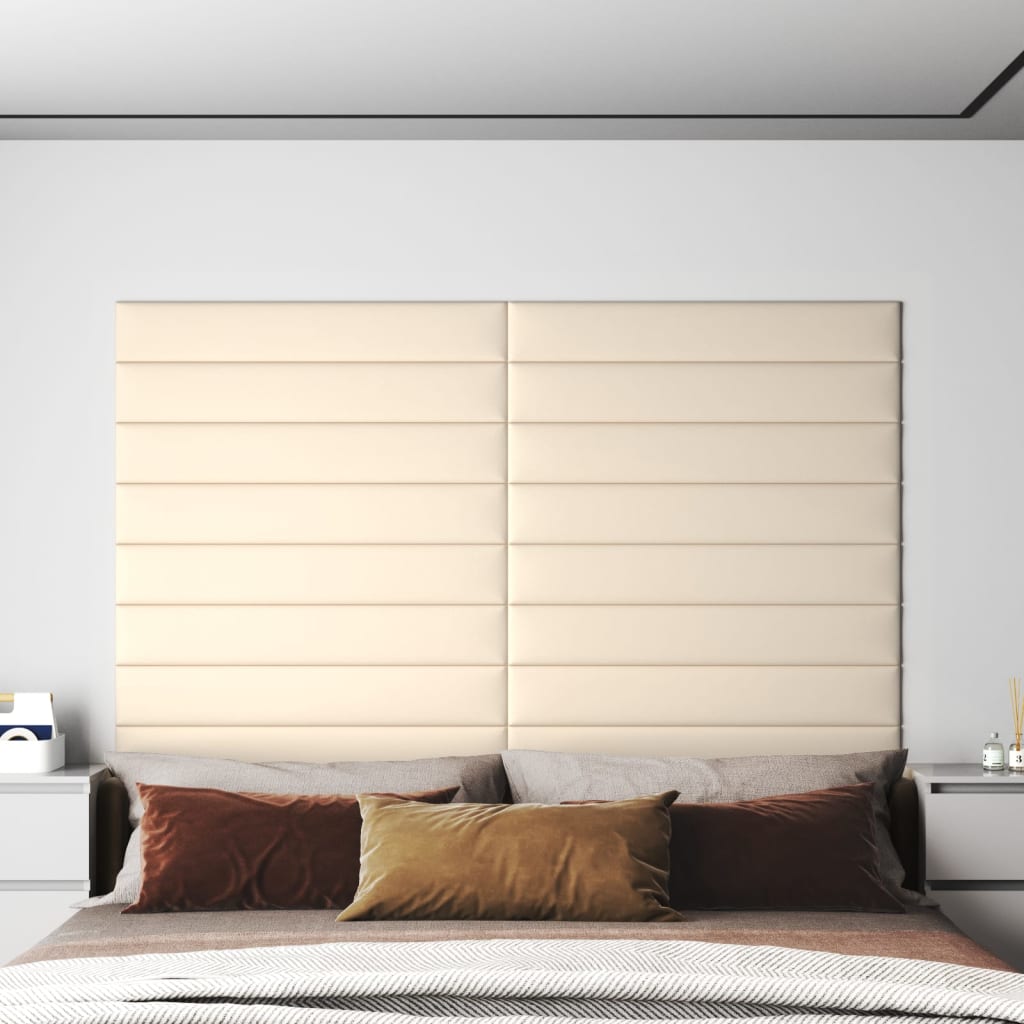 vidaXL Panouri de perete 12 buc. crem 90x15 cm catifea 1,62 m²