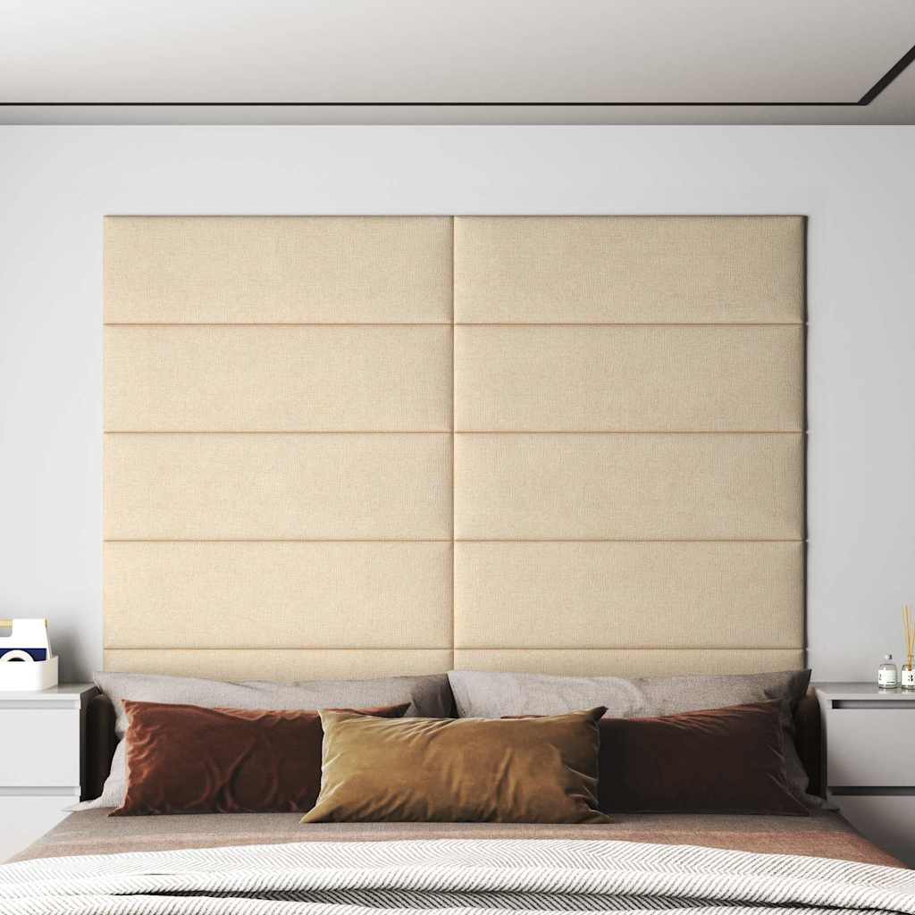 vidaXL Painel de parede 12 pcs 90x30 cm tecido 3,24 m² cor creme