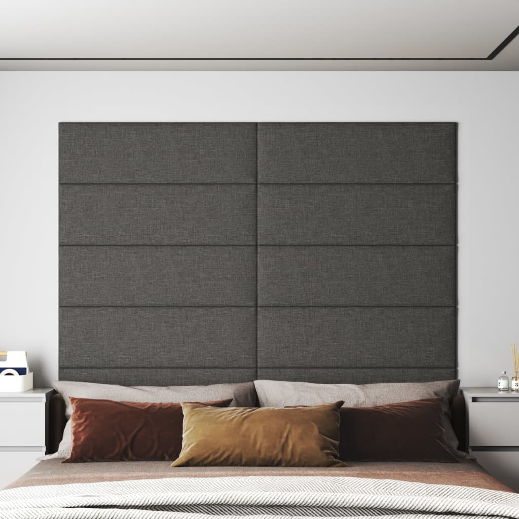 vidaXL Painel de parede 12 pcs 90x30 cm tecido 3,24 m² cinza-escuro