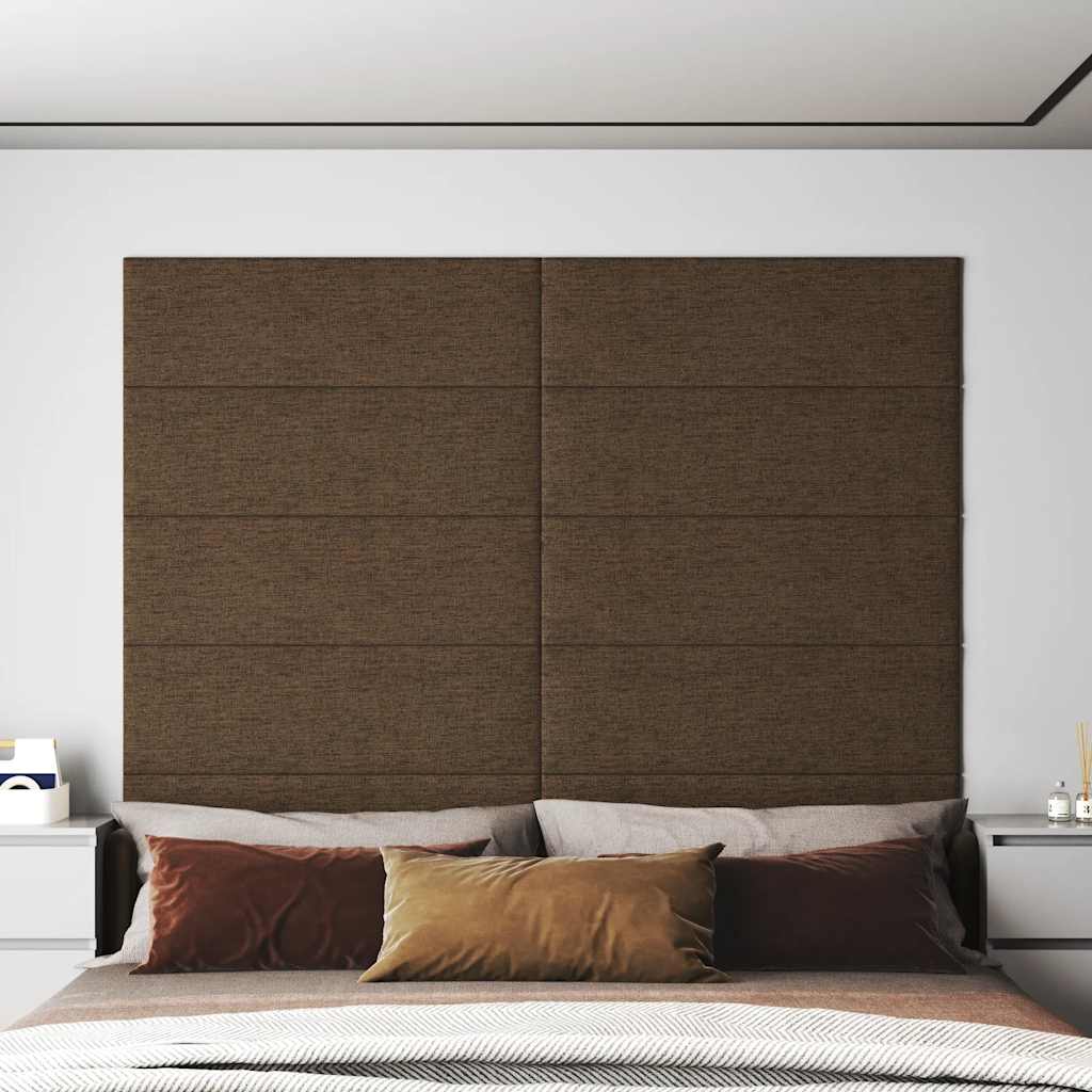 vidaXL Painel de parede 12 pcs 90x30 cm tecido 3,24 m² castanho