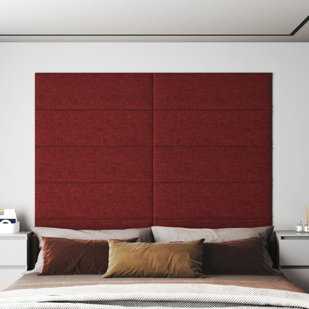 vidaXL Panouri de perete 12 buc. roșu vin 90x30 cm textil 3,24 m²
