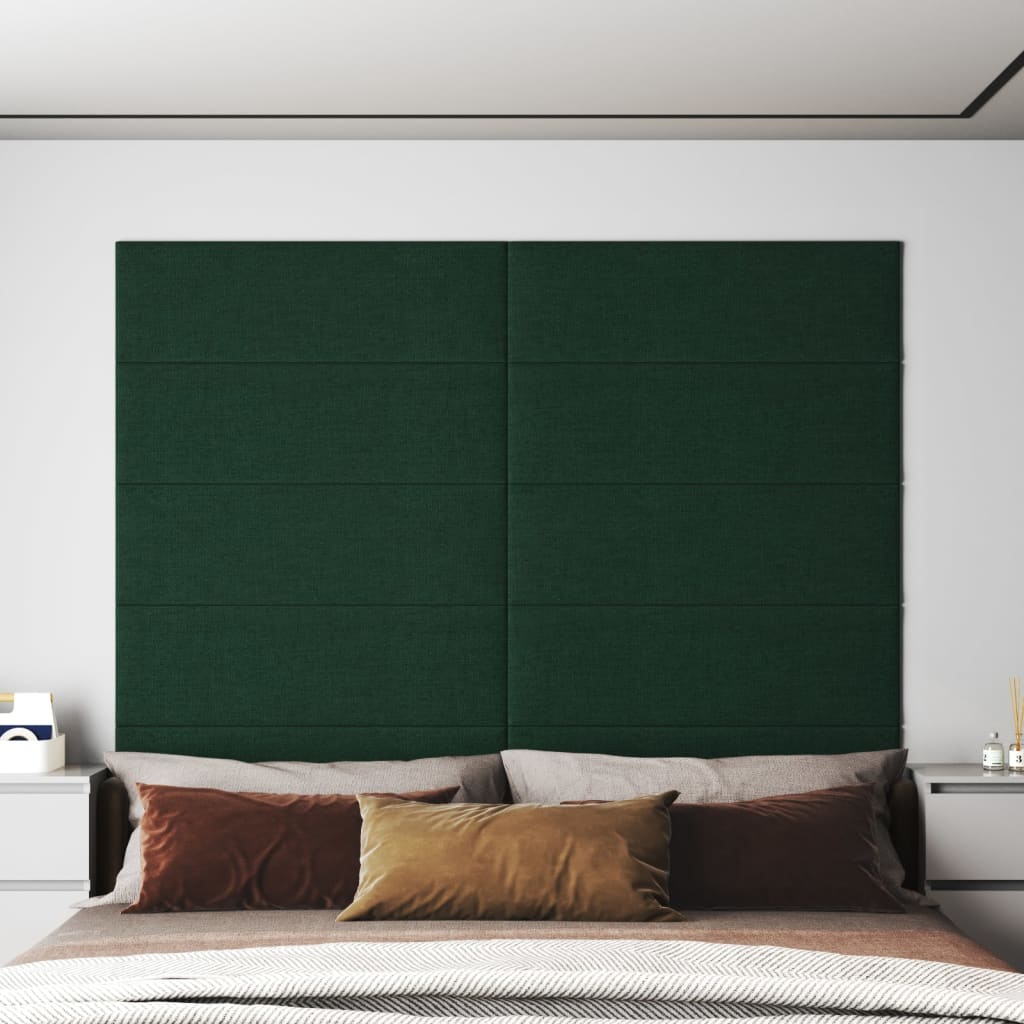 vidaXL Panouri de perete 12 buc. verde închis 90x30 cm textil 3,24 m²