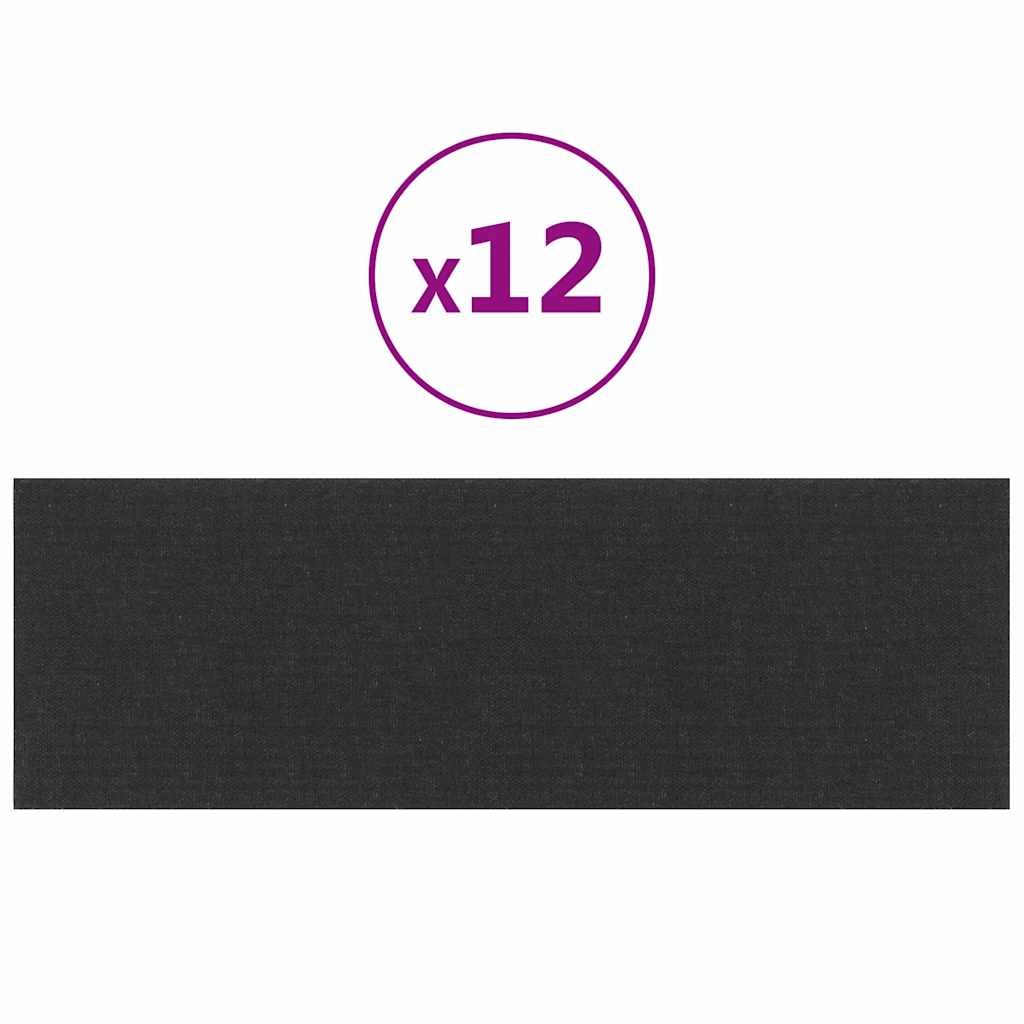 vidaXL Nástěnné panely 12 ks černé 90 x 30 cm textil 3,24 m²
