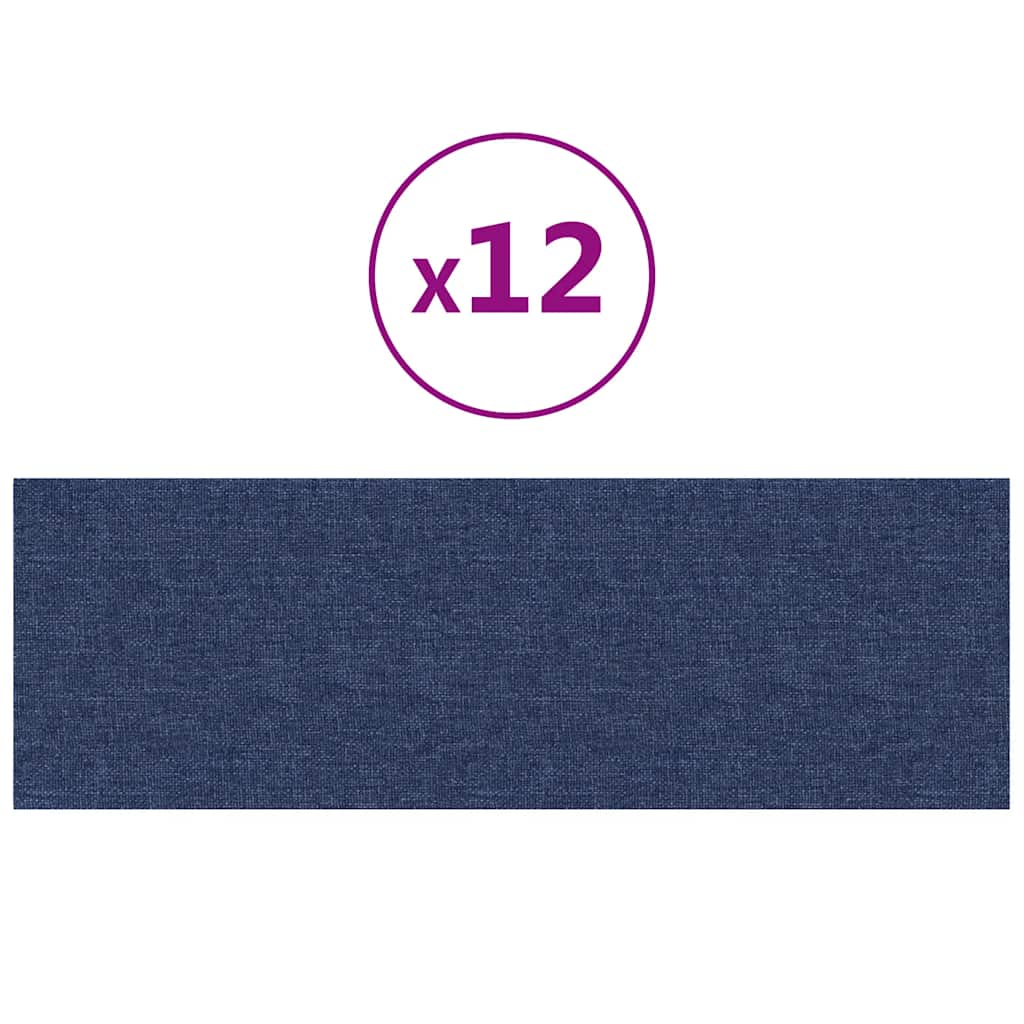 vidaXL Nástěnné panely 12 ks modré 90 x 30 cm textil 3,24 m²